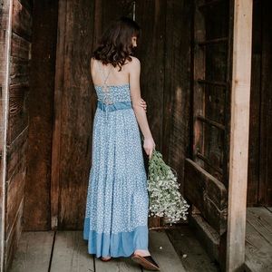 Blue floral print boutique dress